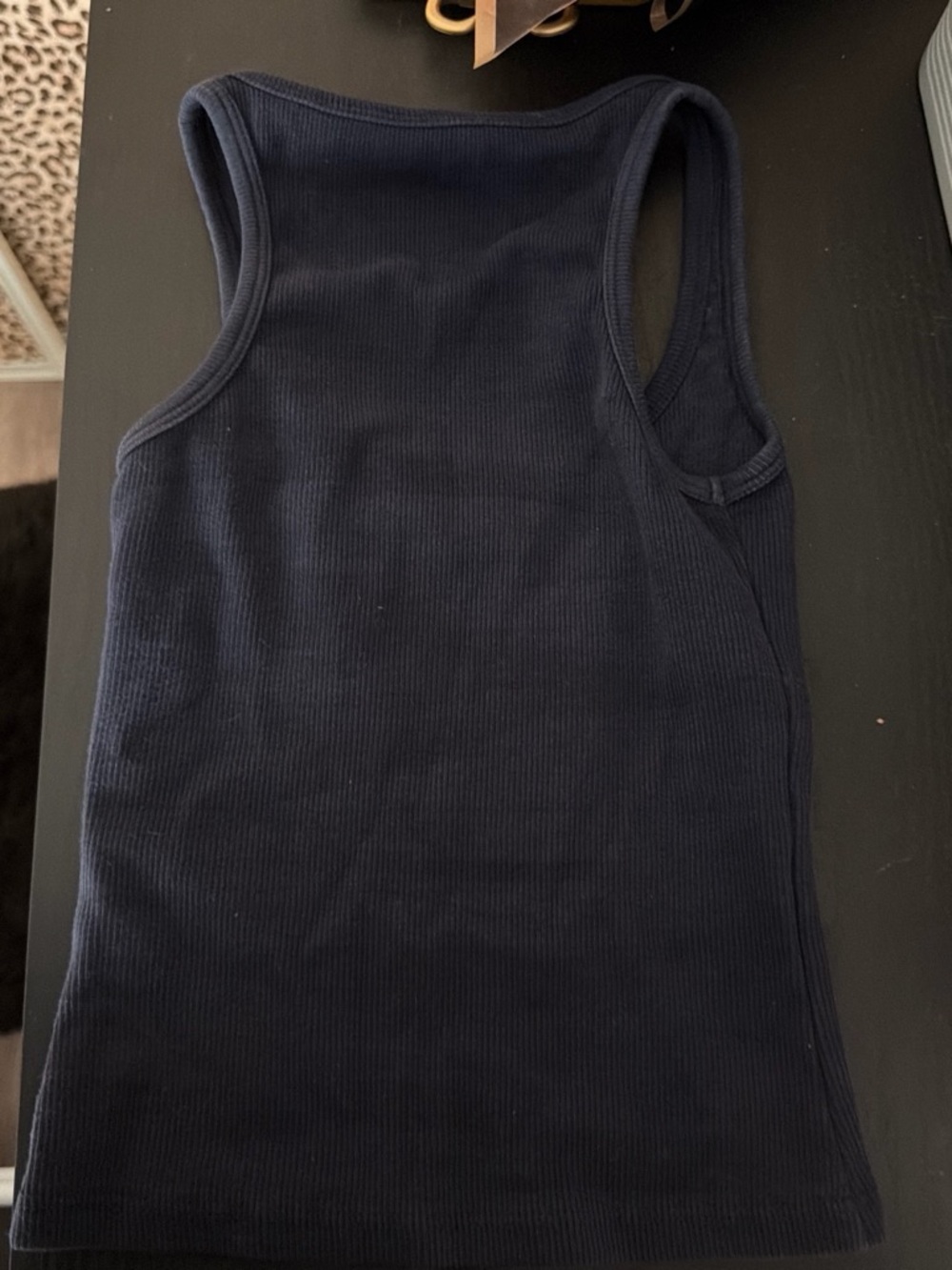 REVICE Navy Ribbed Logo Racerback Tank - Picture 2 of 3